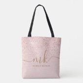 Trendy Rose Gold Glitzer Extravagante Initialen un Tasche (Rückseite)