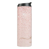 Trendy Rose Gold Glitzer Extravagante Initialen un Thermosbecher (Nach links gedreht)