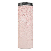 Trendy Rose Gold Glitzer Extravagante Initialen un Thermosbecher (Rückseite)