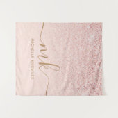 Trendy Rose Gold Glitzer Extravagante Initialen un Wandteppich (Vorderseite (Horizontal))