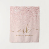 Trendy Rose Gold Glitzer Extravagante Initialen un Wandteppich (Vorderseite)