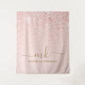 Trendy Rose Gold Glitzer Extravagante Initialen un Wandteppich (Vorderseite)