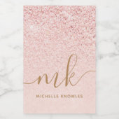 Trendy Rose Gold Glitzer Extravagante Initialen un Weinetikett (Einzelnes Label)