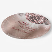 Trendy Rose Gold Glitzer Glam 50 & Fantastische Di Pappteller (Schrägansicht)