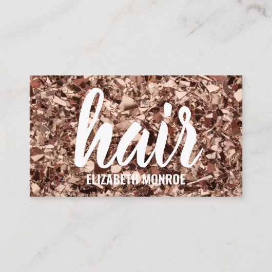 Trendy Rose Gold Glitzer Haar Stylist Salon Terminkarte (Vorderseite)