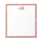 Trendy Rose Gold Glitzer Initial/Name Monogram Notizblock (Vorderseite)