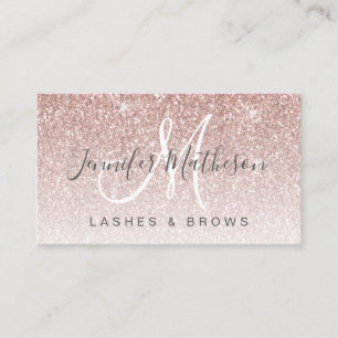 Trendy Rose Gold Glitzer Lashes Brows Salon Visitenkarte