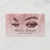 Trendy Rose Gold Glitzer Lashes Eyelash Salon Visitenkarte (Vorderseite)