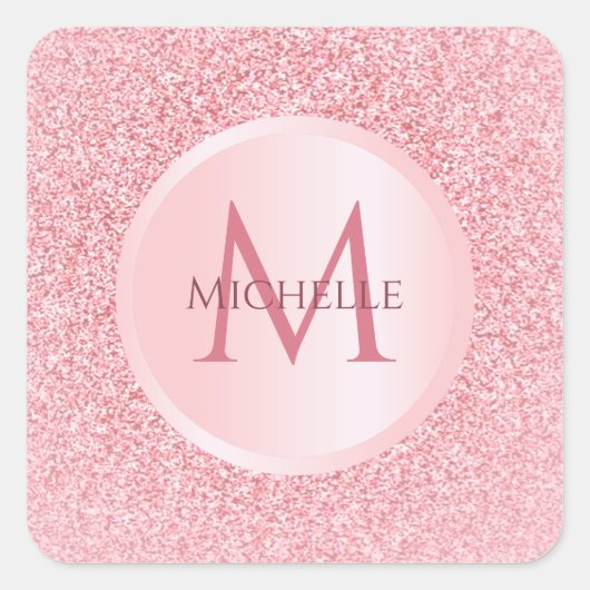 Trendy Rose Gold Glitzer Look Stilvolle Vorlage Quadratischer Aufkleber (Vorderseite)