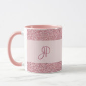Trendy Rose Gold Glitzer Look Template Monogramm Tasse (Links)