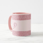 Trendy Rose Gold Glitzer Look Template Monogramm Tasse (Vorderseite Links)