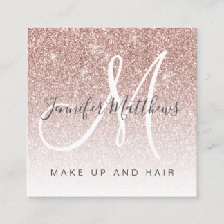 Trendy Rose Gold Glitzer Makeup Artist Hair Salon Quadratische Visitenkarte