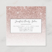 Trendy Rose Gold Glitzer Makeup Artist Hair Salon Quadratische Visitenkarte (Rückseite)