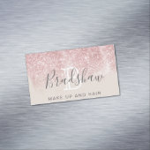 Trendy Rose Gold Glitzer Makeup Artist Salon Magnetische Visitenkarte (Beispiel)