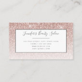 Trendy Rose Gold Glitzer Makeup Artist Salon Visitenkarte (Rückseite)