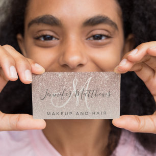 Trendy Rose Gold Glitzer Makeup Artist Salon Visitenkarte