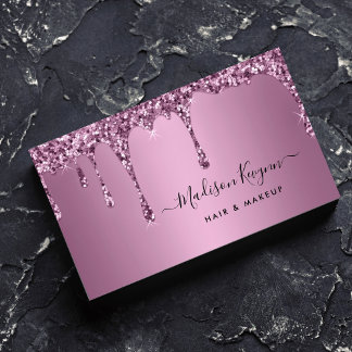 Trendy Rose Gold Glitzer Makeup Artist Salon Visitenkarte