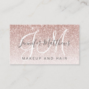 Trendy Rose Gold Glitzer Makeup Artist Salon Visitenkarte