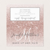 Trendy Rose Gold Glitzer Makeup Artist Salon Visitenkarten (Außenseite Aufgefaltet)