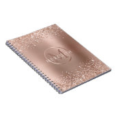 Trendy Rose Gold Glitzer Metallic Monogram Notizblock (Rechte Seite)