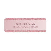 Trendy Rose Gold Glitzer Moderne Rücksendeadresse (Vorne)