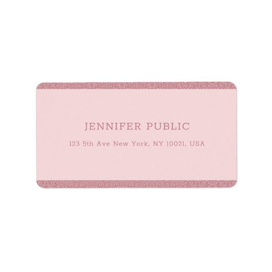 Trendy Rose Gold Glitzer Moderne Template-Adresse Adressaufkleber (Vorne)