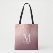 Trendy Rose Gold Glitzer Monogram Personalisiert T Tasche (Vorderseite)