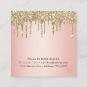 Trendy Rose Gold Glitzer Nail Polnisch Quadratische Visitenkarte (Rückseite)