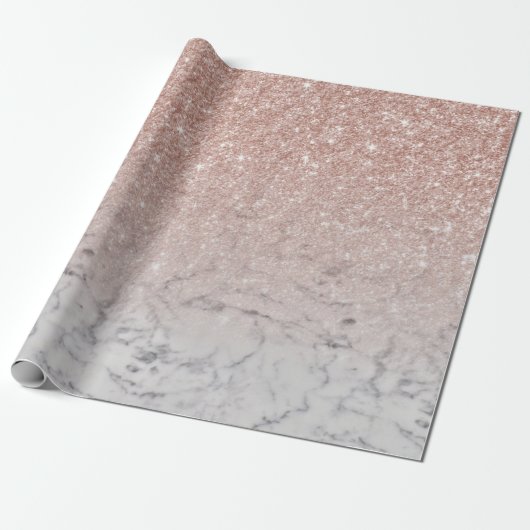 Trendy Rose Gold Glitzer Ombre Weißer Marmor Geschenkpapier (Ungerollt)