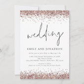 Trendy Rose Gold Glitzer QR Code Wedding Einladung (Vorderseite)