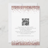 Trendy Rose Gold Glitzer QR Code Wedding Einladung (Rückseite)