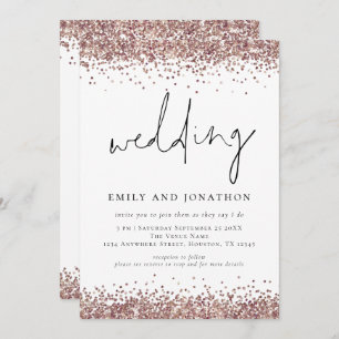 Trendy Rose Gold Glitzer QR Code Wedding Einladung