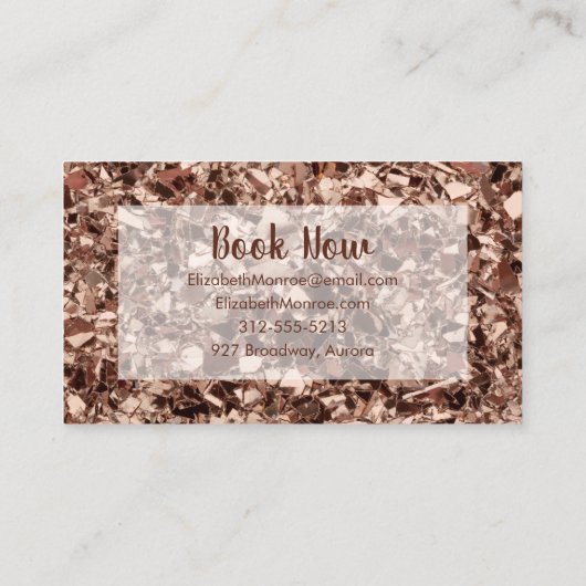 Trendy Rose Gold Glitzer Salon Visitenkarte (Rückseite)