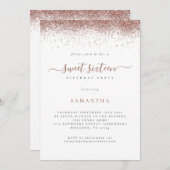 Trendy Rose Gold Glitzer Script Sweet 16 Einladung (Vorne/Hinten)