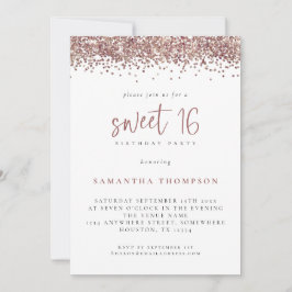 Trendy Rose Gold Glitzer Sweet 16 Geburtstagsparty Einladung