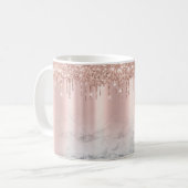 Trendy Rose Gold Glitzer Tropfen Chic Marbour Cust Kaffeetasse (Vorderseite Links)