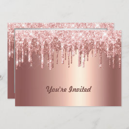 Trendy Rose Gold Glitzer Tropfen Grafik Geburtstag Einladung