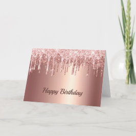 Trendy Rose Gold Glitzer Tropfen Grafik Geburtstag Karte