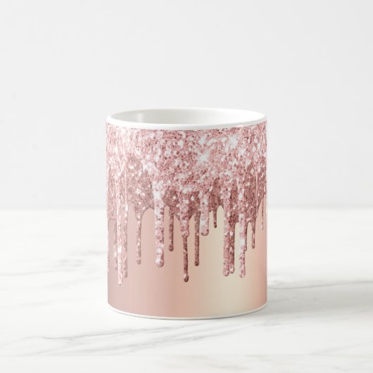 Trendy Rose Gold Glitzer Tropfen Graphic Kaffeetasse (Mittel)