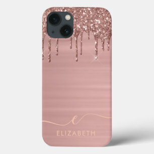 Trendy Rose Gold Glitzer Tropfen Individuelle Name Case-Mate iPhone Hülle