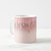 Trendy Rose Gold Glitzer Tropfen Kaffeetasse (Vorderseite Links)