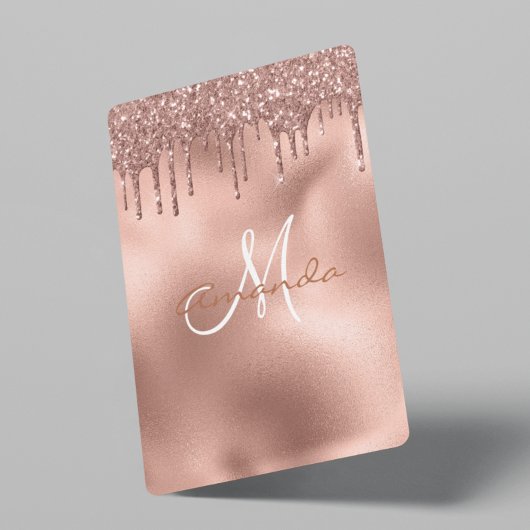 Trendy Rose Gold Glitzer Tropfen Monogram Gift Spielkarten