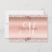 Trendy Rose Gold Glitzer Wedding RSVP Karte (Rückseite)