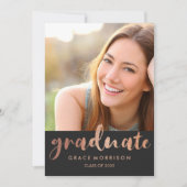 Trendy Rose Gold Graduation Party Foto Einladung (Vorderseite)