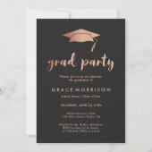 Trendy Rose Gold Graduation Party Foto Einladung (Vorderseite)