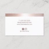 Trendy Rose Gold Haare Stylist Makeup Artist Salon Visitenkarte (Rückseite)