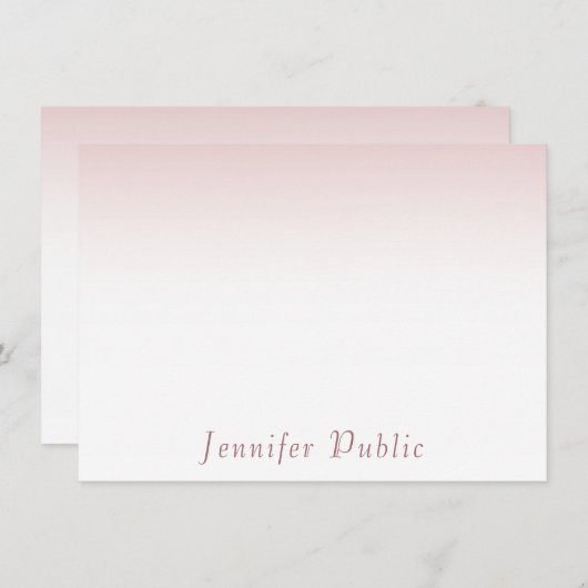 Trendy Rose Gold Handgeschriebene Skriptvorlage Mitteilungskarte (Vorne/Hinten)