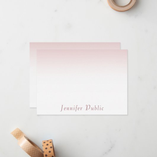 Trendy Rose Gold Handgeschriebene Skriptvorlage Mitteilungskarte (Vorderseite/Rückseite Beispiel)