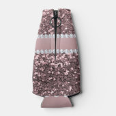 Trendy Rose Gold Imitate Glitzer und Diamanten Flaschenkühler (Rückseite)