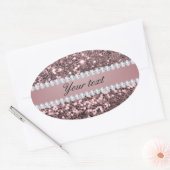 Trendy Rose Gold Imitate Glitzer und Diamanten Ovaler Aufkleber (Umschlag)
